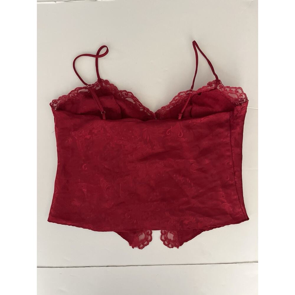 Victorias Secret Camisole Medium Gold Label Red Lace Vintage Coquette Romantic - Picture 7 of 7